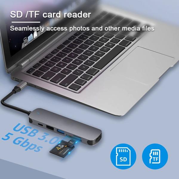 Переходник 5Gbps эпицентра деятельности HDMI USB c с читателем карты MicroSD TF