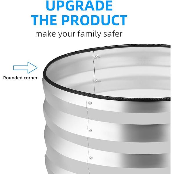 2.6*2.6*1 Ft Lightweight Round Metal Raised Bed  Easy Assembly