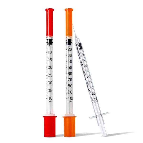 Sterile Disposable Medical Insulin Syringe with Fixed Needle U-40/U-100 0.3ml/0.5ml/1.0ml FDA CE ISO