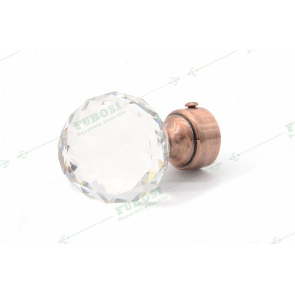 Decorative Round Ball Glass Curtain Rod End Caps Simple Design