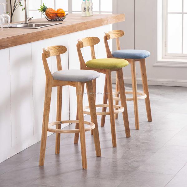 Modern Design High Wooden Mini Bar Stool in Direct with PU/Fabric Seat