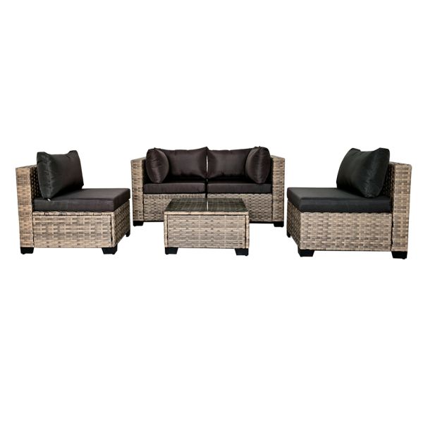 Wholesale Sectional Sofa Garden Corner Set Factory Hot Sale Customizable 5 Pieces Outdoor Rattan Sofa Brown