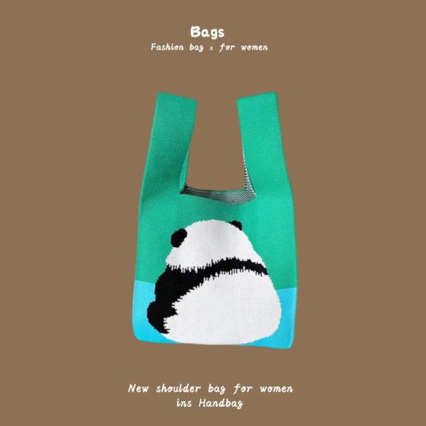 THE NEW INTERNET CELEBRITY HANDBAG KNITTING HAND KNITTING WOOL BUCKET BAG HAND CASUAL TOTE LUNCH BAG