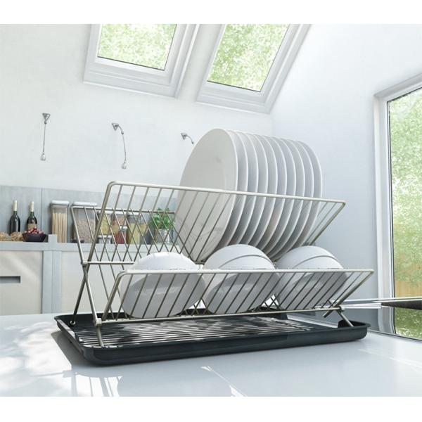 Folding X Shape Kitchen Dish Rack , 20.5cm Height Stainless Dish Rack