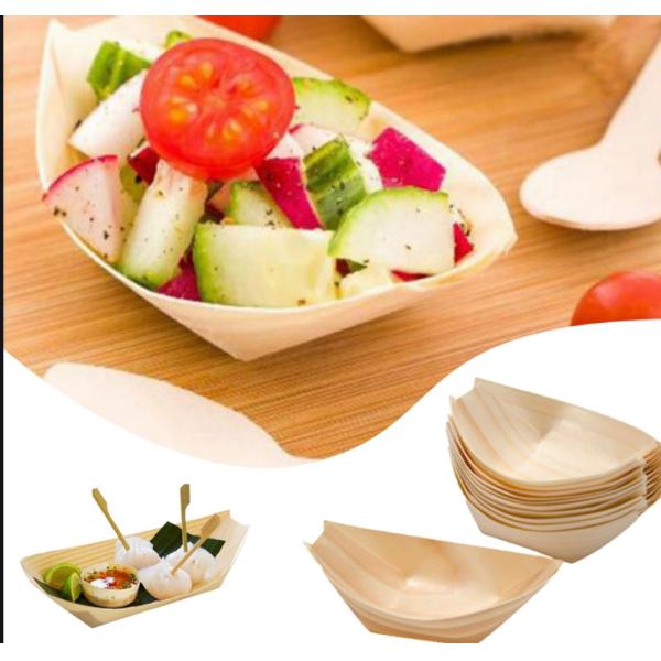 ODM 4Inch Food Grade Wooden Bamboo Sushi Boat Disposable Serving Cone