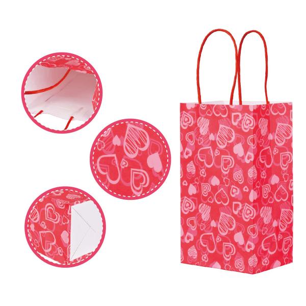 Color personalizado aceptado Cargo pesado regalo de arte de San Valentín Bolsa Kraft rosa Bolsas de papel