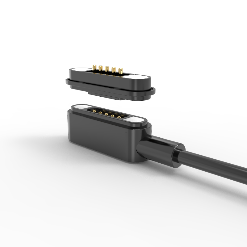 Magnetic cable connector square 5pin male and female electrical pogo pin