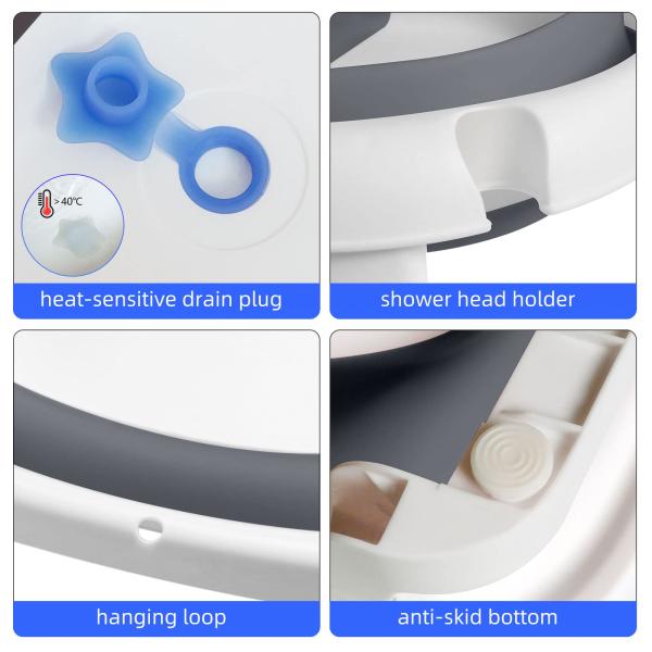 Customized Twice Folding Baby Bathtub Plastic Foldable Bathtub With Cushion