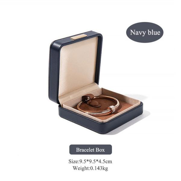 Navy blue High Quality PU Leather Ring Box Elegant Jewelry Storage Gift Box