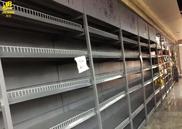 Heavy Duty Supermarket Storage Racks For Oils / Rice Display Light Gray Color