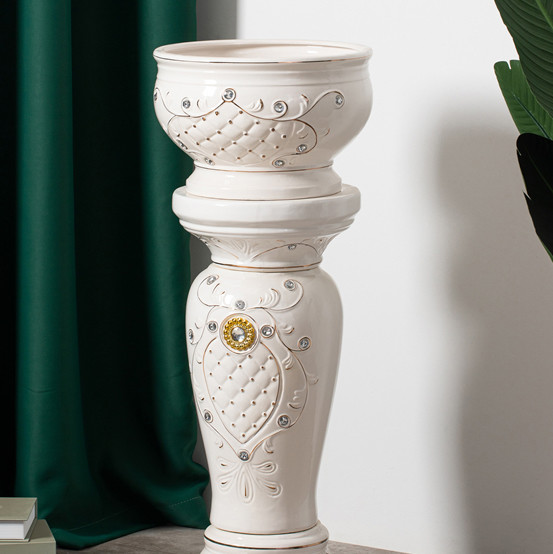 Modern Minimalist Home Livingroom Decoration Piece Flower Vase Roman Column Tall Ceramic Vases For Home Decor