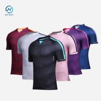 Impressão de sublimação personalizada Camisa de futebol Jacquard Tecido de poliéster Futebol uniforme Camisa de futebol