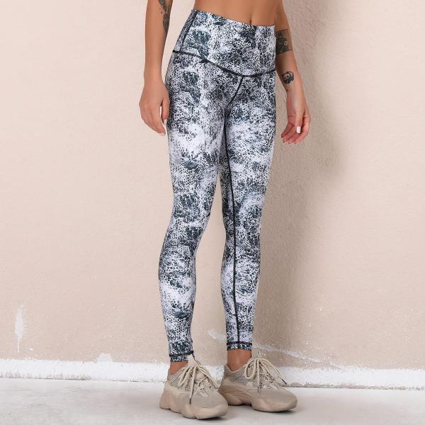 Digital print base fitness pants high waist hip lifting exercise tight yoga pants woman