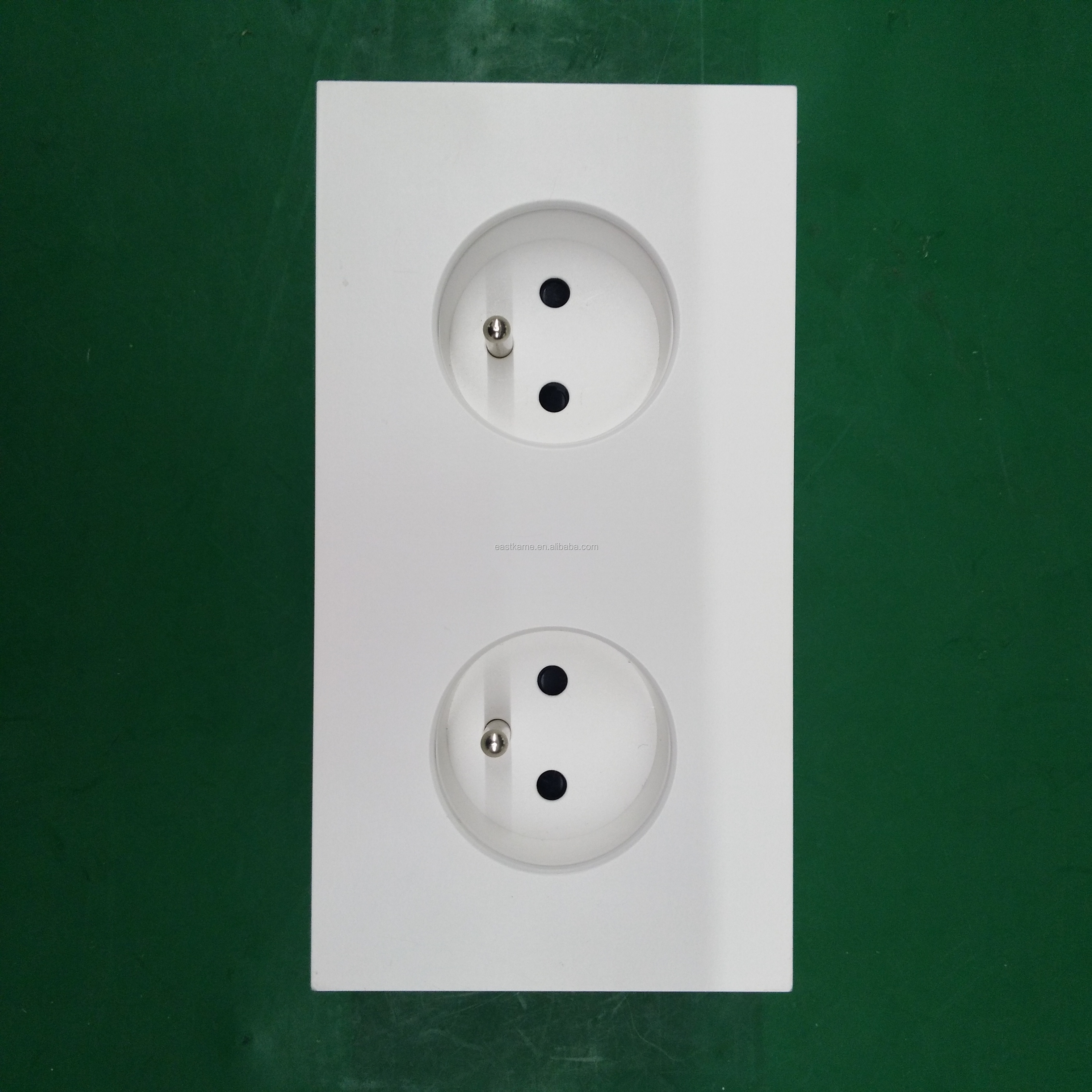 Double French or European Schuko Aluminum Wall Electrical Socket Power Outlets 16A Rated Current for Vimar or for Legrand Module