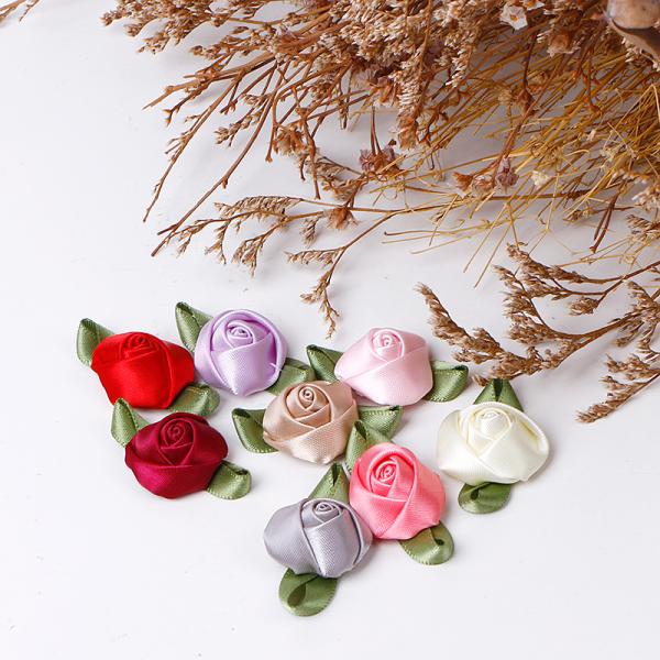 Handmade Pink Satin Ribbon Fabric Rose for Wedding Decoration by MSD Support OEM ODM