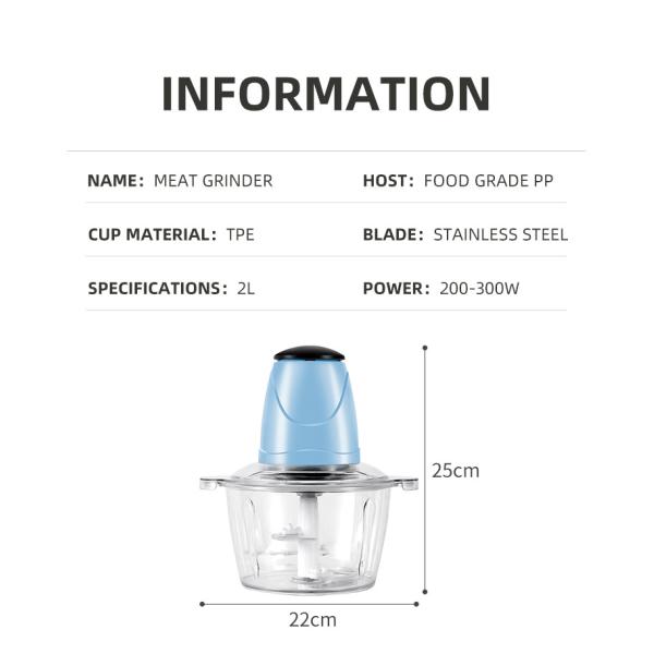 2L Choppers Meat Grinders Juicers 200-300W electric mincer meat machine plastic motor kitchen single speed