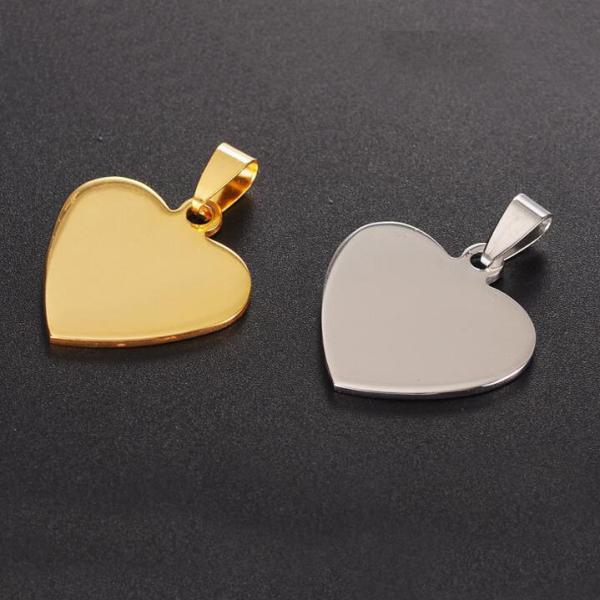 Étiquettes de nom d'animaux en acier inoxydable en forme de cœur de pêche