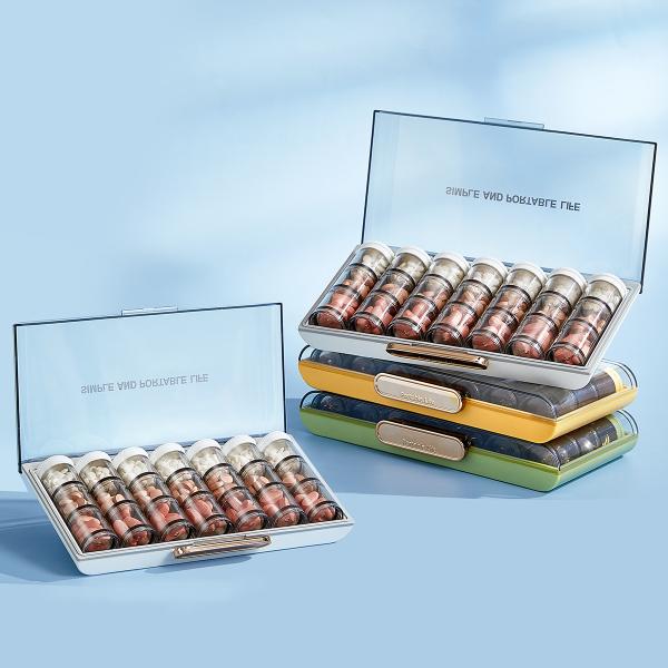 Portable 21 Grids Weekly Pill Organizer Pill Container Vitamin Organizer 7 Days Pill Organizer