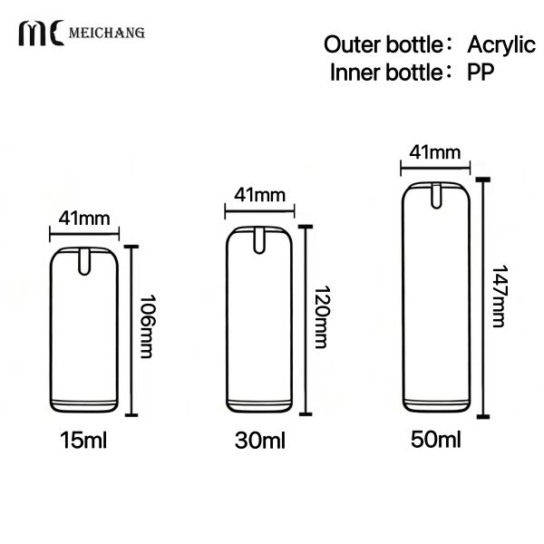 15/30/50ML High Clarity Acrylic Airless Bottle with Freshness-Locking Tech for Universal Cosmetic Packaging