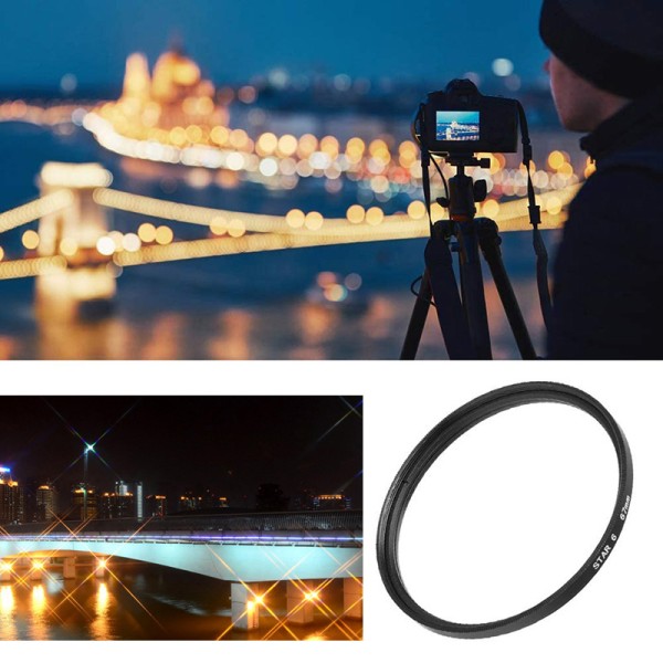 Rotatable 4 Point Starburst Filter 52mm 58mm 67mm 77mm 82mm Star Lens Filter For DSLR Cameras