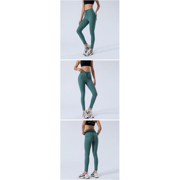 collants nus de gymnase de colorant de lien de peau de guêtres de séance d'entraînement du yoga 220gsm avec des poches