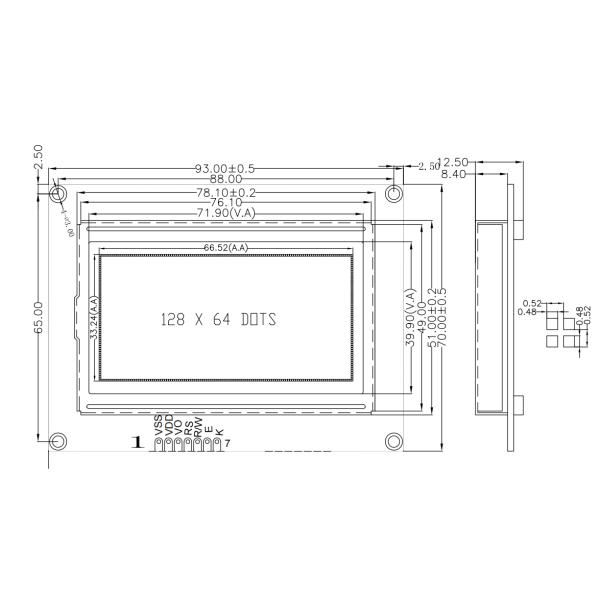 модуль LCD матрицы точки 128X64 с панелью FSTN для доступа микроконтроллера