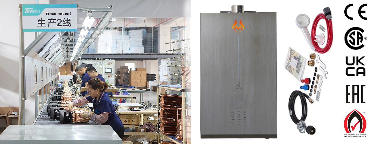 Balanced Mounting Smart Touch Panel Commercial Gas Water Heater / Portable Gas Water Heater 6L