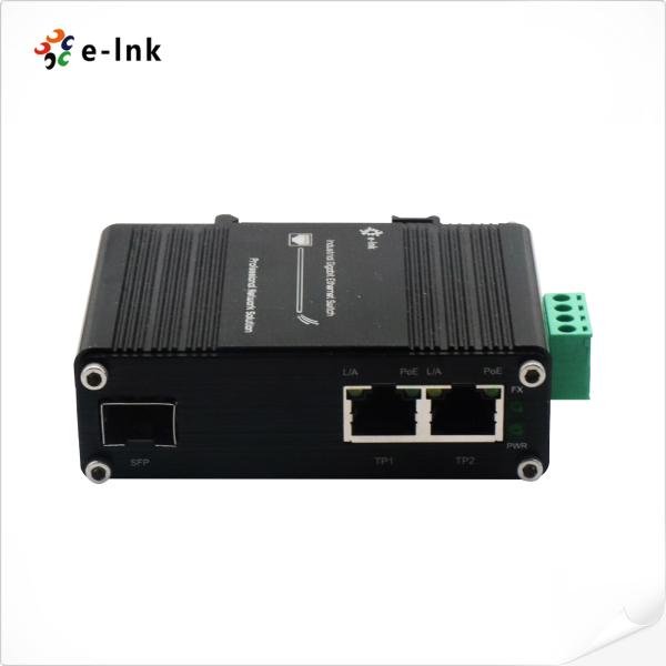 Micro Industrial 30W PoE+ DIN rail type 12~48VDC Terminal Block Power Input Media Converter