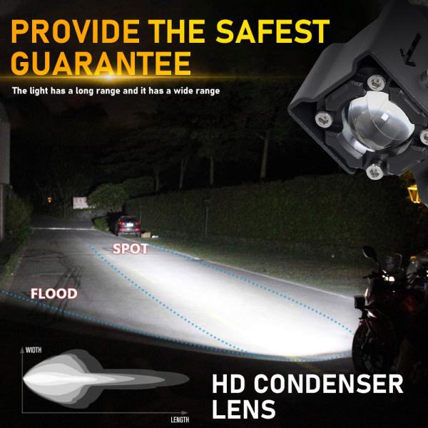 Black Design White Yellow Beam Motorcycle Front Spotlight LED Driving Light