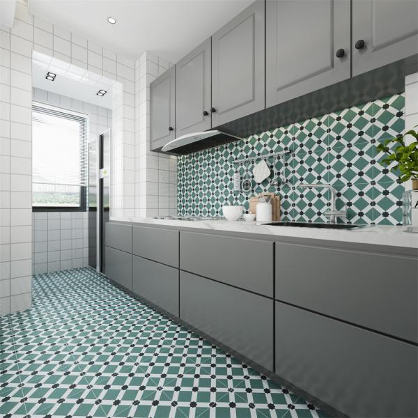 Light Green Ceramic Rustic Tile 20x20cm Non-Slip Indoor Floor