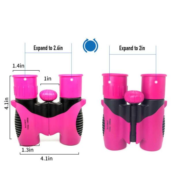 Os binóculos à prova de choque pretos 8x21 das crianças do rosa ajustaram-se com resistência de água