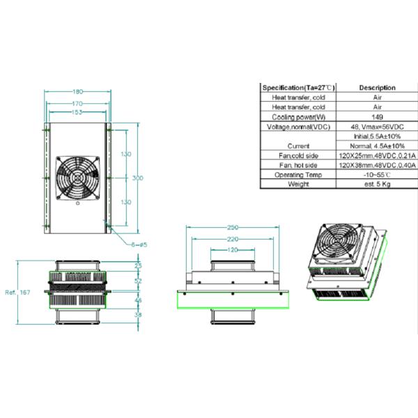 Semiconductor Air Conditioner Thermoelectric Cooler For Kiosk Cooling 150W 48VDC