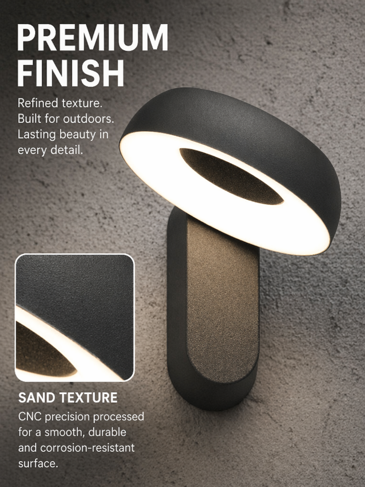 12W Outdoor Porch Lights Wall Mount Adjustable Halo 3000K For Entrances Architectural Facades