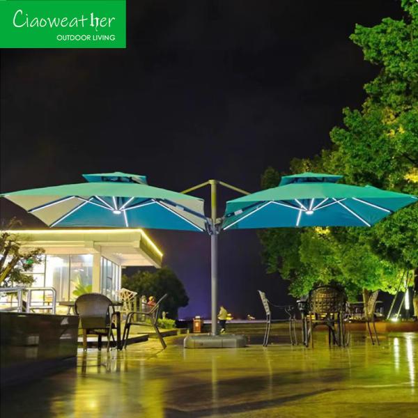 Parapluie extérieure pliable Grand parapluie de jardin en aluminium pour hôtel Restaurant Banquet