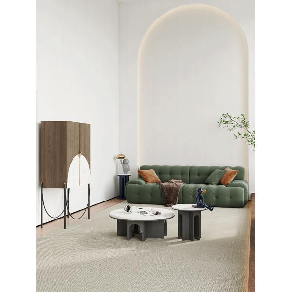 Knitted Modern Fabric Sofa Set Ergonomic Cloth Green 3 Seater Fabric Sofa