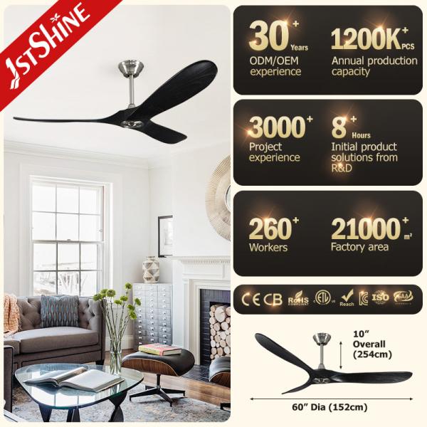 Modern Black Remote LED Ventilador de teto 230V Comercial para sala de estar CE