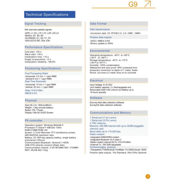Yellow 372 Channels G9 GNSS RTK Receiver