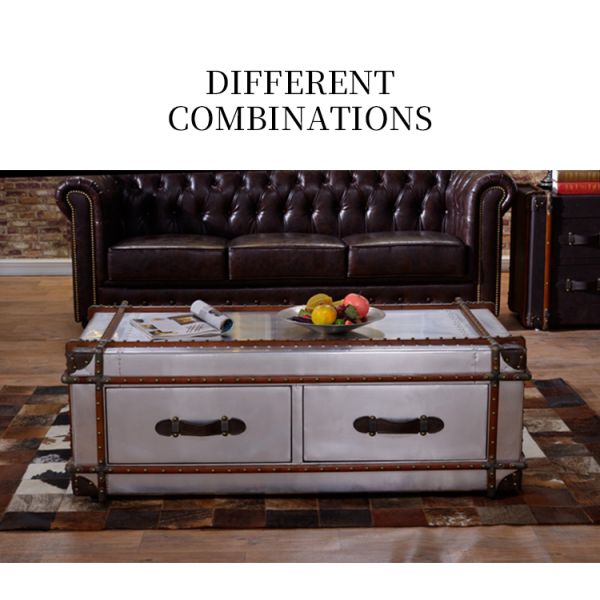 Nidea #8616 Vintage Industrial Retro for Trunk Aluminum Handmade Durable Lounge Coffee Table Living Room Home Furniture