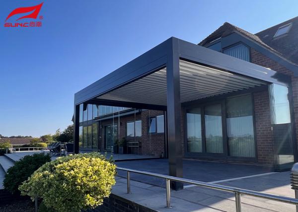 Pergola de alumínio motorizada para jardim ao ar livre com SS 304 e controle remoto