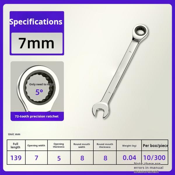 Outils de matériel clé à double usage clé à raquette de 10 mm clé à raquette avec 72 dents 6-32 mm