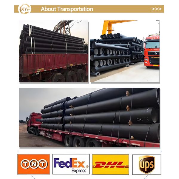 ISO2531 EN545 EN598 Ductile Iron Pipe C25 C30 C40 Black Color For Water