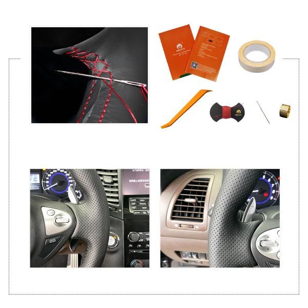 Custom Hand Stitched Orange Steering Wheel Cover for Infiniti FX FX30d FX35 FX37 FX50 QX70 Juke F15 2010-2019