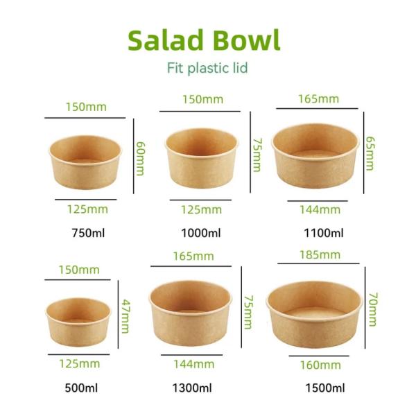 42oz 1300ml Round Biodegradable Disposable Tableware Large Disposable Bowls For Hot Soup