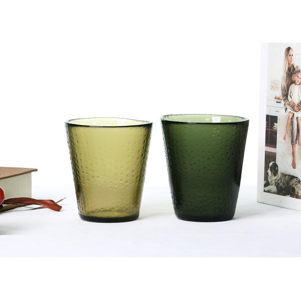 Hand Pressed 95mm Colored Glass Candle Holder With Customized Logo