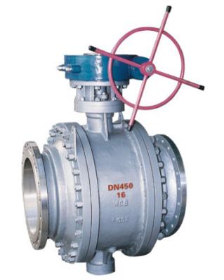 3 Piece Full Port Flanged Ball Valve , A216 WCB Gear Box Trunnion Mounted Ball Valve