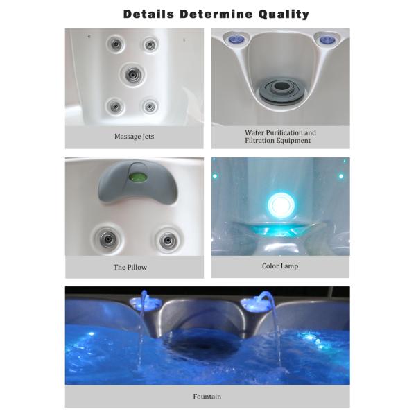bañera acrílica de 6 personas con 30 chorros, 1900x1900x800mm