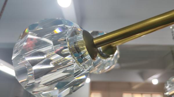 Candela de cristal redonda personalizada para montagem de tecto interior