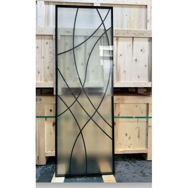 Inserts de porte en fer forgé 22*64 les plus vendus au Canada, verre avec barre d'acier 12*12 pour portes en fibre de verre