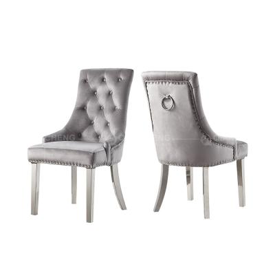 O veludo adornou o pé de aço de 54x64x100cm Gray Upholstered Dining Chairs Stainless