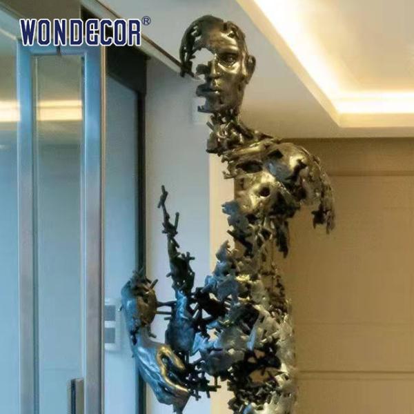 Decoração de arte de metal de interior Abstracto Escultura de bronze de pessoas andando